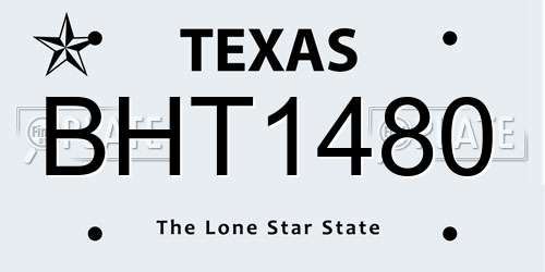 BHT1480 Texas License Plate