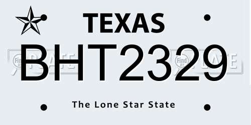 BHT2329 Texas License Plate