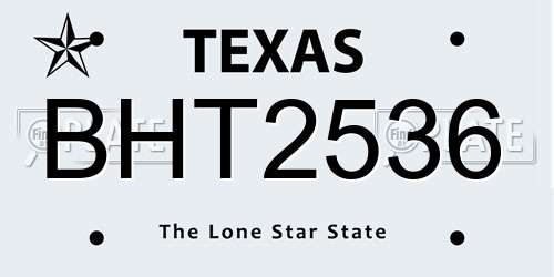 BHT2536 Texas License Plate