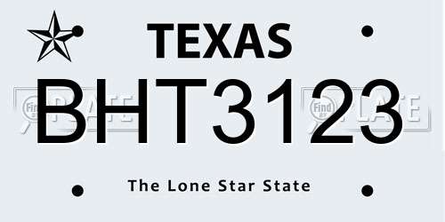 BHT3123 Texas License Plate