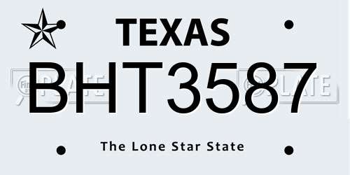 BHT3587 Texas License Plate