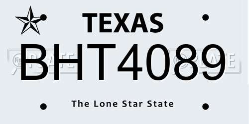 BHT4089 Texas License Plate