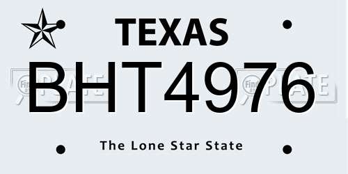 BHT4976 Texas License Plate