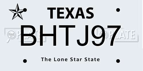 BHTJ97 Texas License Plate