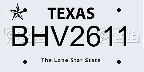 BHV2611 Texas License Plate