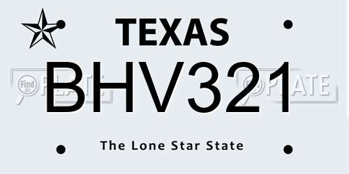 BHV321 Texas License Plate