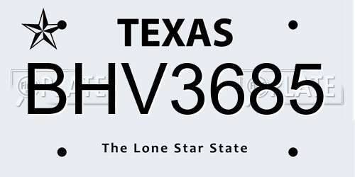 BHV3685 Texas License Plate