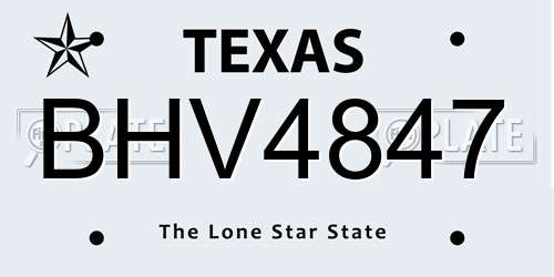 BHV4847 Texas License Plate