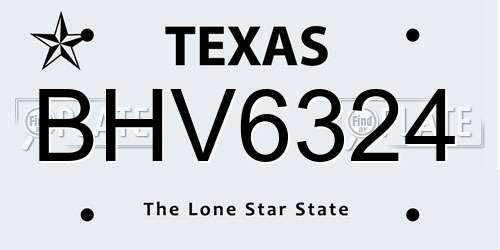 BHV6324 Texas License Plate