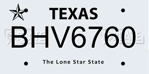 BHV6760 Texas License Plate