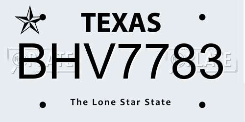 BHV7783 Texas License Plate