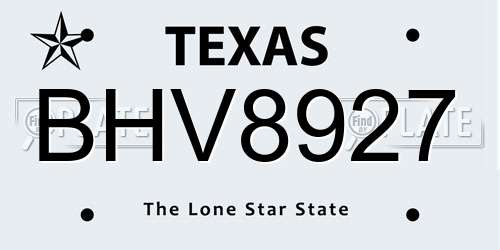 BHV8927 Texas License Plate