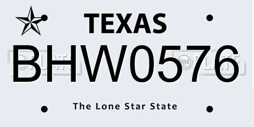 BHW0576 Texas License Plate