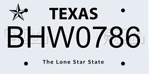 BHW0786 Texas License Plate
