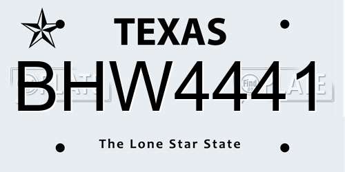BHW4441 Texas License Plate