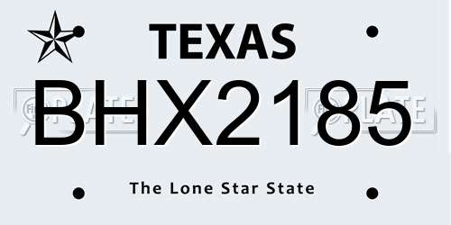 BHX2185 Texas License Plate