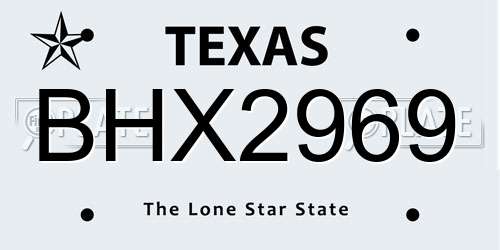 BHX2969 Texas License Plate