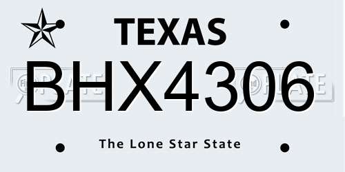 BHX4306 Texas License Plate