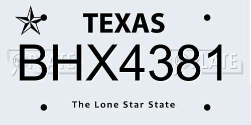 BHX4381 Texas License Plate