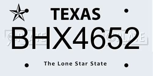 BHX4652 Texas License Plate