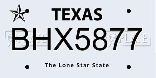 BHX5877 Texas License Plate