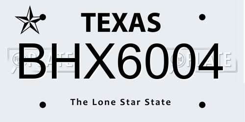 BHX6004 Texas License Plate