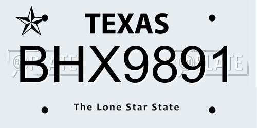 BHX9891 Texas License Plate