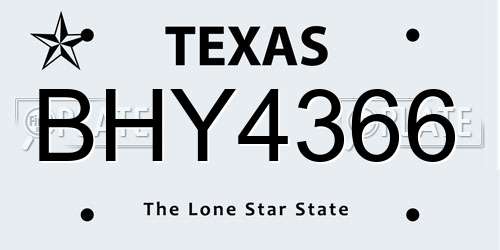 BHY4366 Texas License Plate