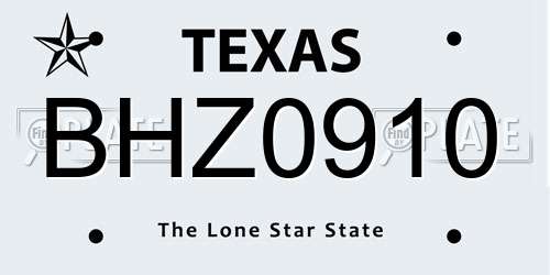 BHZ0910 Texas License Plate