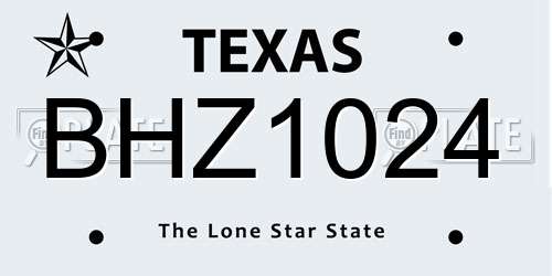 BHZ1024 Texas License Plate