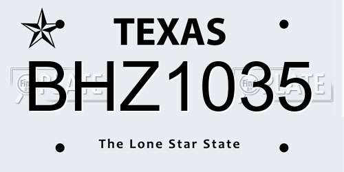 BHZ1035 Texas License Plate