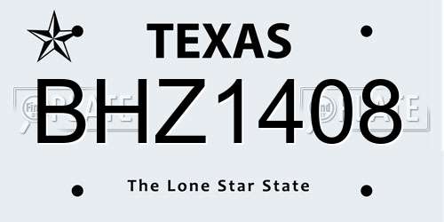 BHZ1408 Texas License Plate