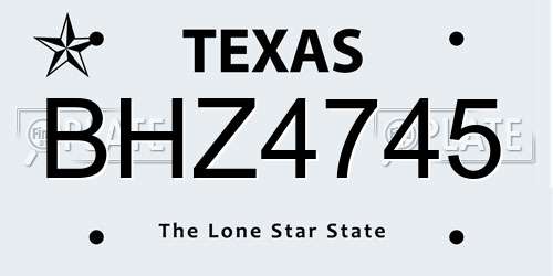 BHZ4745 Texas License Plate