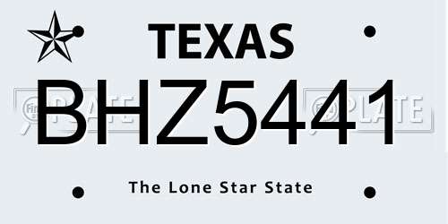 BHZ5441 Texas License Plate