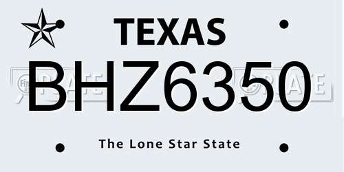 BHZ6350 Texas License Plate