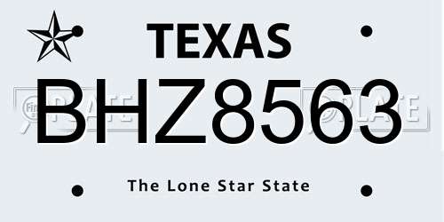 BHZ8563 Texas License Plate