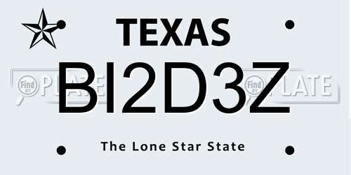 BI2D3Z Texas License Plate