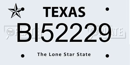 BI52229 Texas License Plate