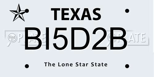 BI5D2B Texas License Plate