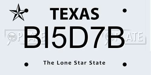 BI5D7B Texas License Plate