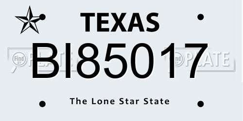 BI85017 Texas License Plate
