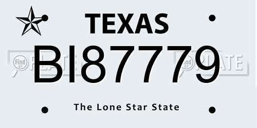 BI87779 Texas License Plate
