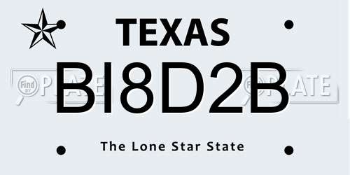 BI8D2B Texas License Plate