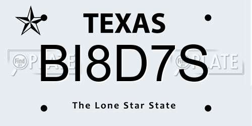 BI8D7S Texas License Plate