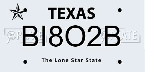 BI8O2B Texas License Plate