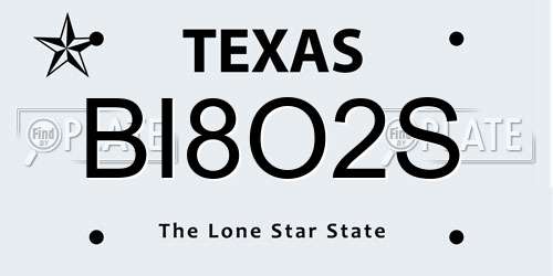 BI8O2S Texas License Plate