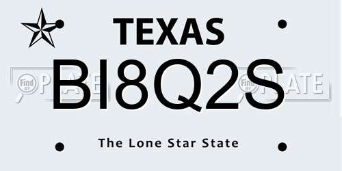 BI8Q2S Texas License Plate