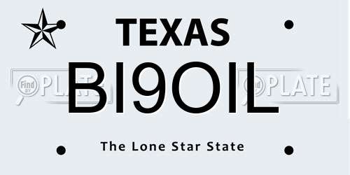 BI9OIL Texas License Plate
