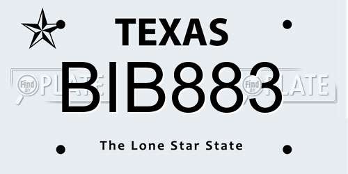 BIB883 Texas License Plate