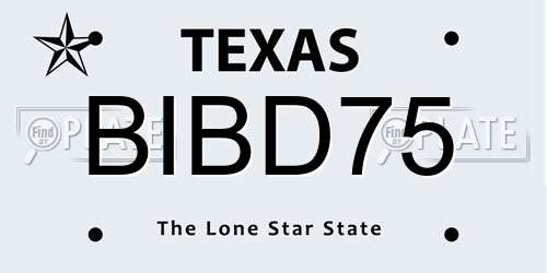 BIBD75 Texas License Plate